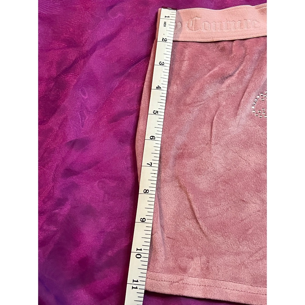 Juicy Couture Pink Velour Sleep Shorts Rhinestone Logo Pajama Bottoms Womens L - Picture 5 of 6